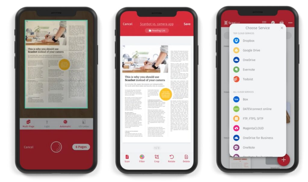 Scanbot Scanner, melhor aplicativo para iPhone para digitalizar documentos